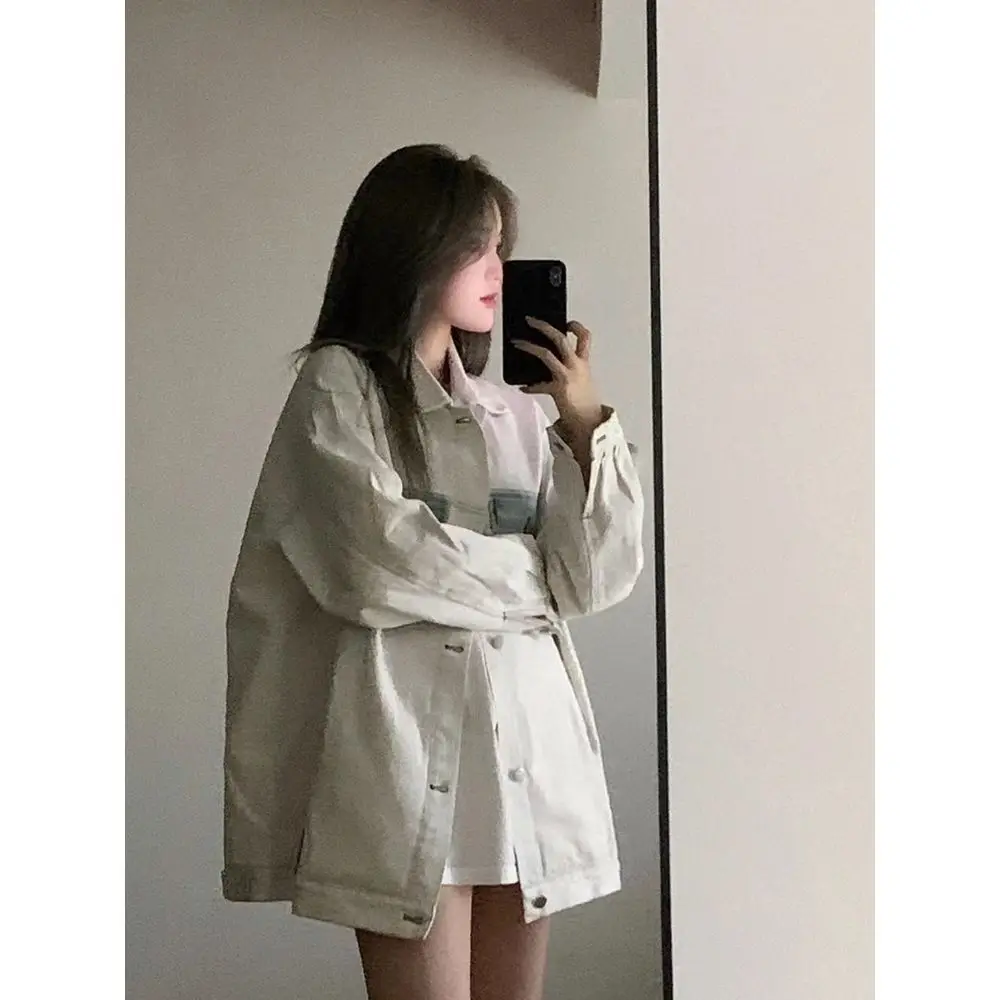 

Women's Spring Autumn Jackets 2025 British Thickening Ultra-soft Fabrics Loose-fit Contrast Straight Tie-dyed Avocado Trendy