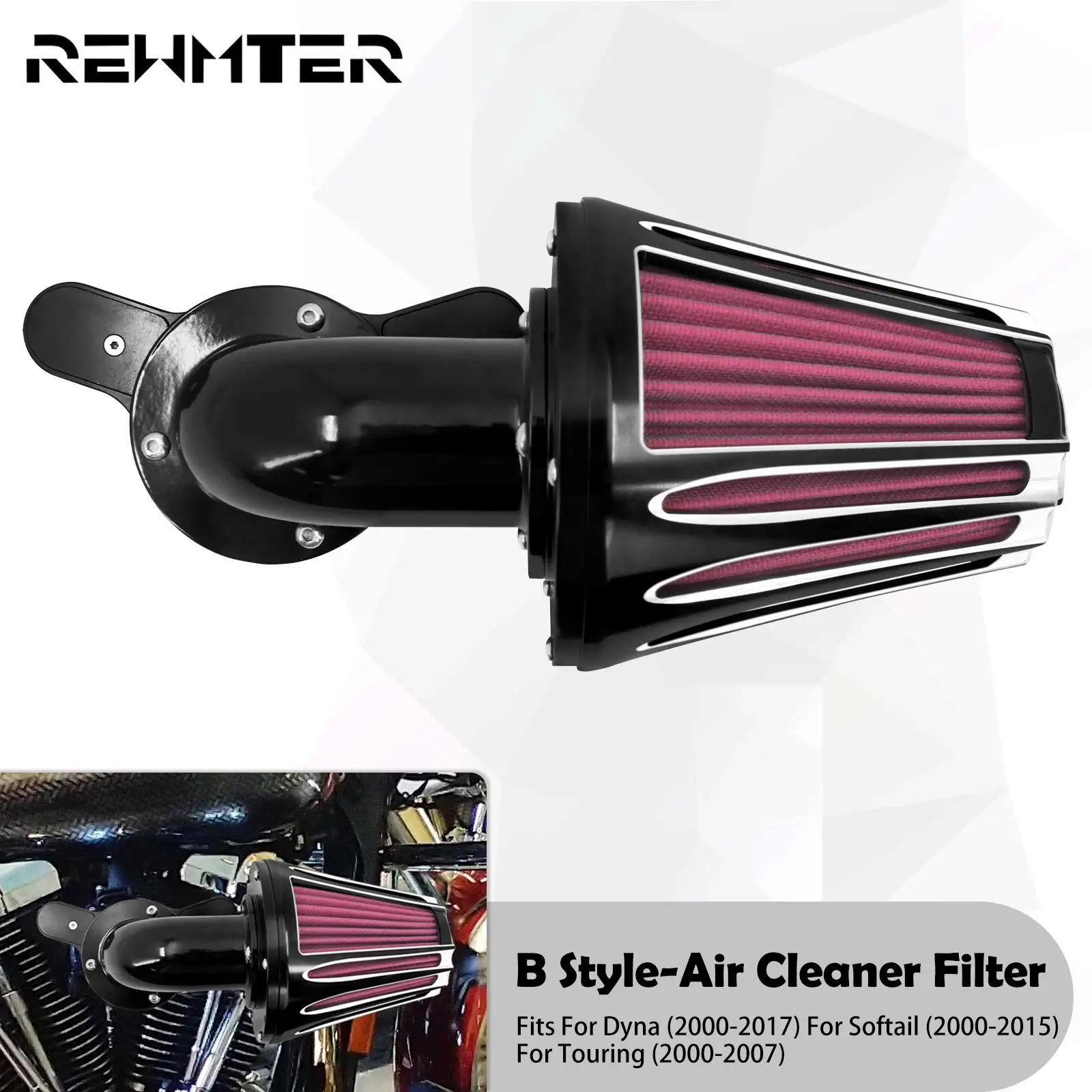 Motorcycle CNC Air Filter Cleaner For Harley Touring Road King Electra Street Glide Dyna Softail FLTR FLH Fat Boy Low Rider FXDB