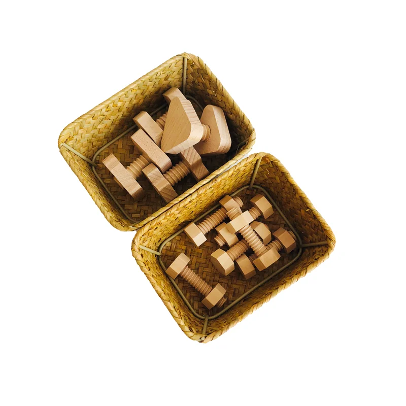 Parafusos de madeira e porcas jogo de parafuso para crianças montessori exercício preliminar para crianças habilidade motora fina brinquedos educativos precoces