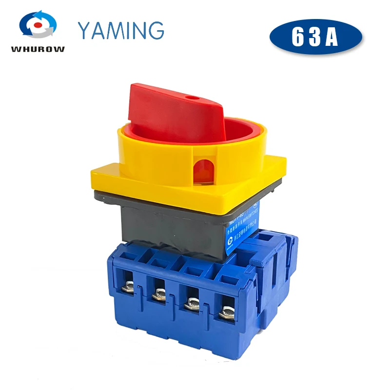 

Yaming Load break isolator switch with padlock panel 63A 4 Phases 2 position on-off Changeover rotary switch YMD11-63A/4P