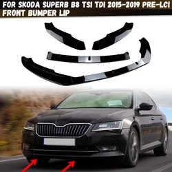 Front Bumper Lip Spoiler Splitter For Skoda Superb B8 III 3V3 3V5 2015 2016 2017 2018 2019 Front Lip Chin Guards