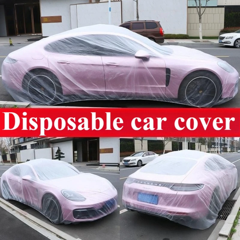 

1PC large universal car cover, universal sun protection, rain and dust prevention, simple transparent plastic