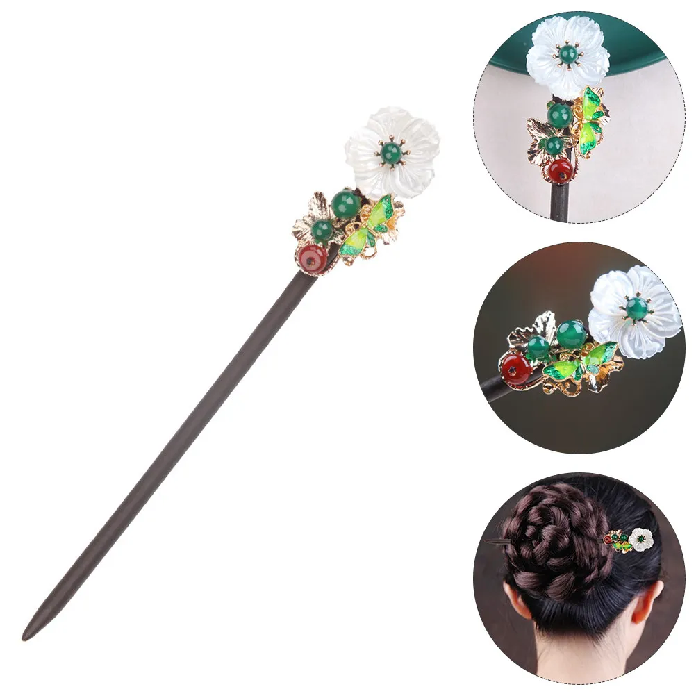 

Ancient Hairpin Floral Hair Fork Oriental Headdress for Han Style Clothing Spring Festival Lantern Festival Hair Bun Holder