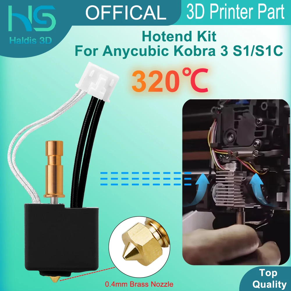 

Биметаллический комплект Hotend для Anycubic Kobra 3 S1/S1C 0,4 мм, латунная насадка, обновленный комплект Hot End для Kobra3 S1C, аксессуары для 3D-принтеров