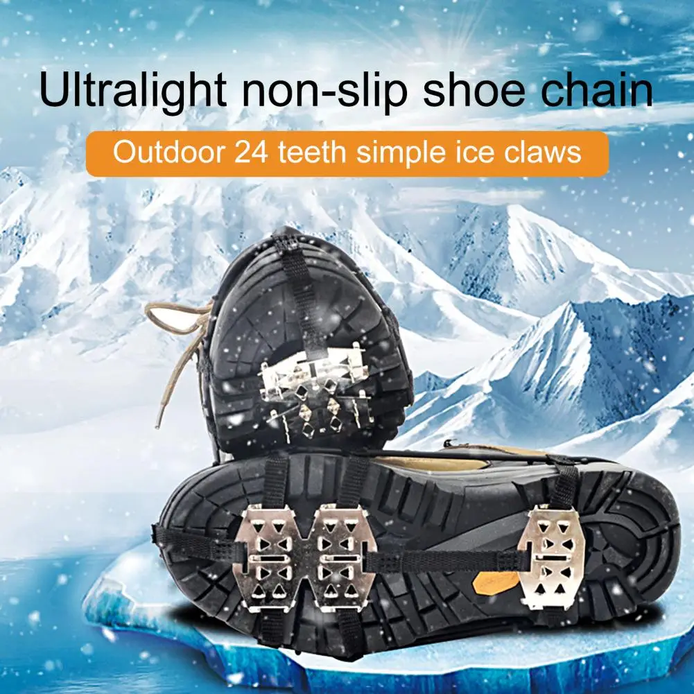 Skate Cover 1 Pair Compact Thickened Steel Teeth  Adjustable Size Shoes Ice Grippers for Hiking