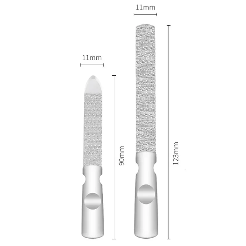 2 pçs de alta qualidade de aço inoxidável dupla face arquivos de unhas manicure pedicure aliciamento para profissional dedo do pé ferramentas de cuidados com as unhas