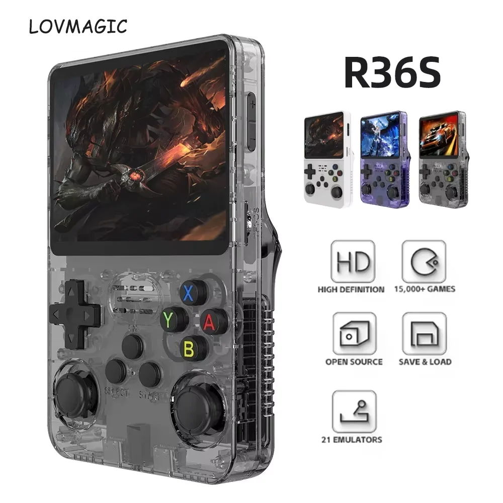 

Новая портативная игровая консоль R36S Pro в стиле ретро, 3,5-дюймовый IPS-экран, система Linux, 15000+ игр, 64 ГБ, 128 ГБ, двойной джойстик для мальчика