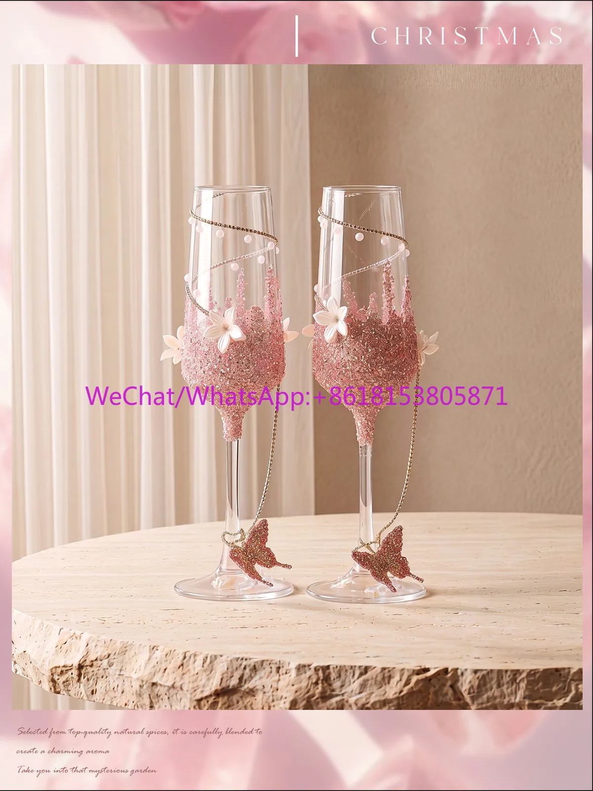 Handmade DIY glass champagne glass toast pair wedding gift set