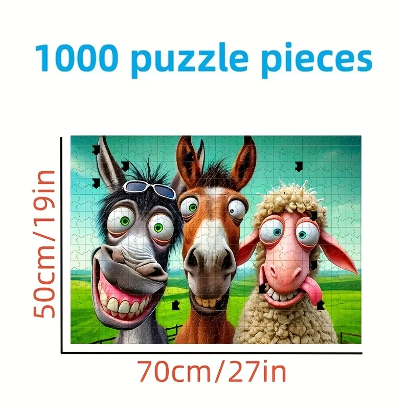 1000pcs Puzzle Game with Funny Donkey Characters - Challenge for Adults & Families, Christmas/Halloween Party Activity, Educat - view 5