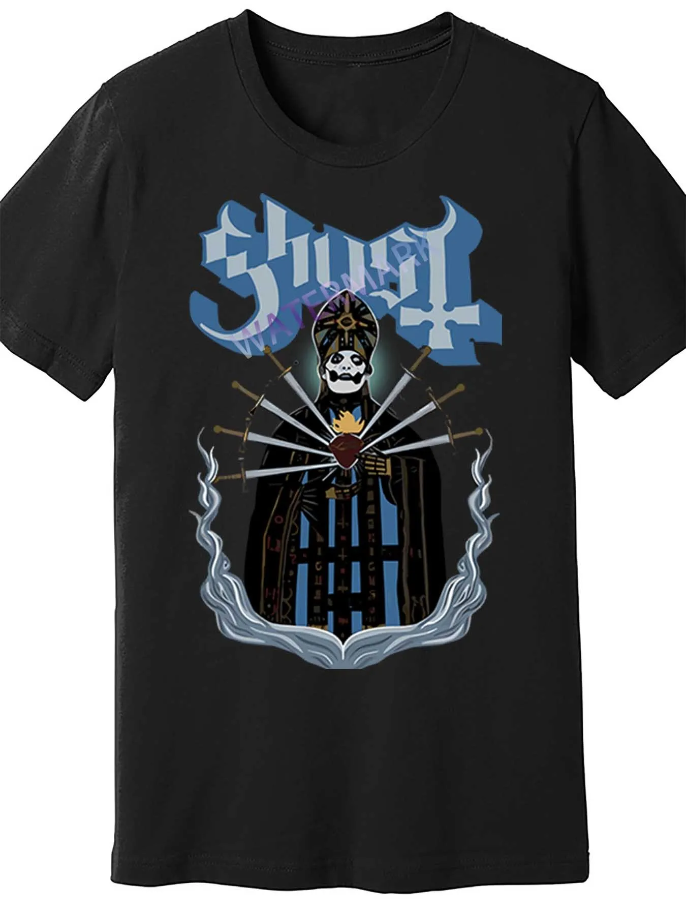 Men's Black Zombie Skull with Gothic Letter Print T-Shirt Breathable Street Style Top