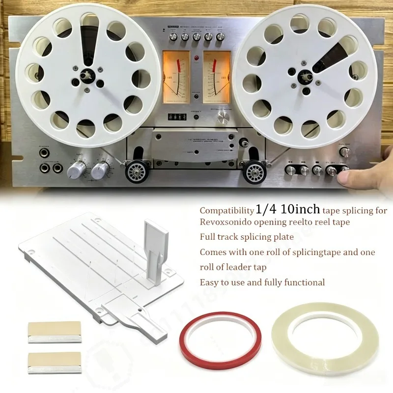 1/4 & 10 Inch Tape Splicer Kit White Splicing Block Connecting Rail Audio Recorder Tape Joining Tool Replacement Accessory