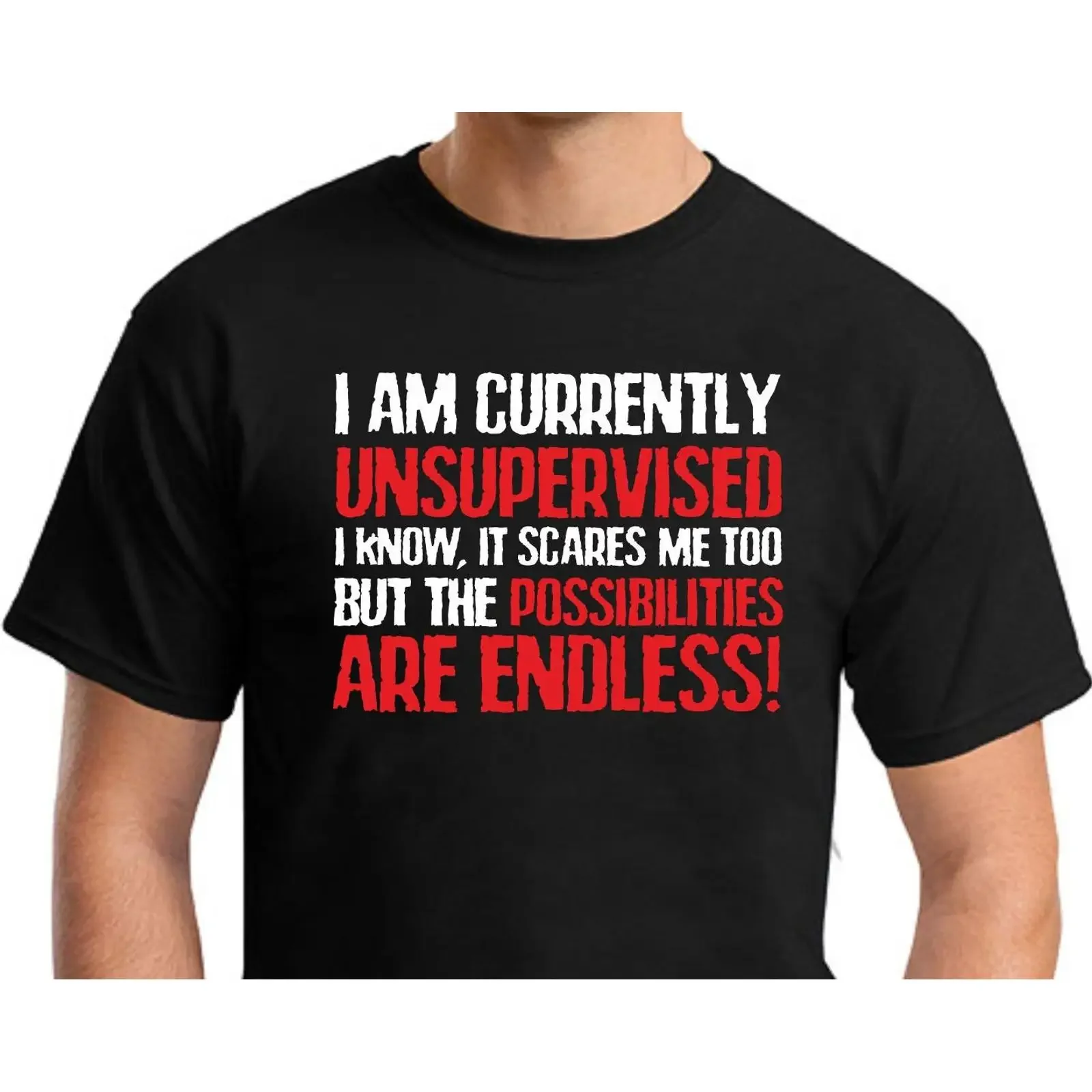 I Am Currently Unsupervised T Shirt Men's Small 2XLarge vintage Washed Stretched fashion Slightly Comfortable Casual Breathable