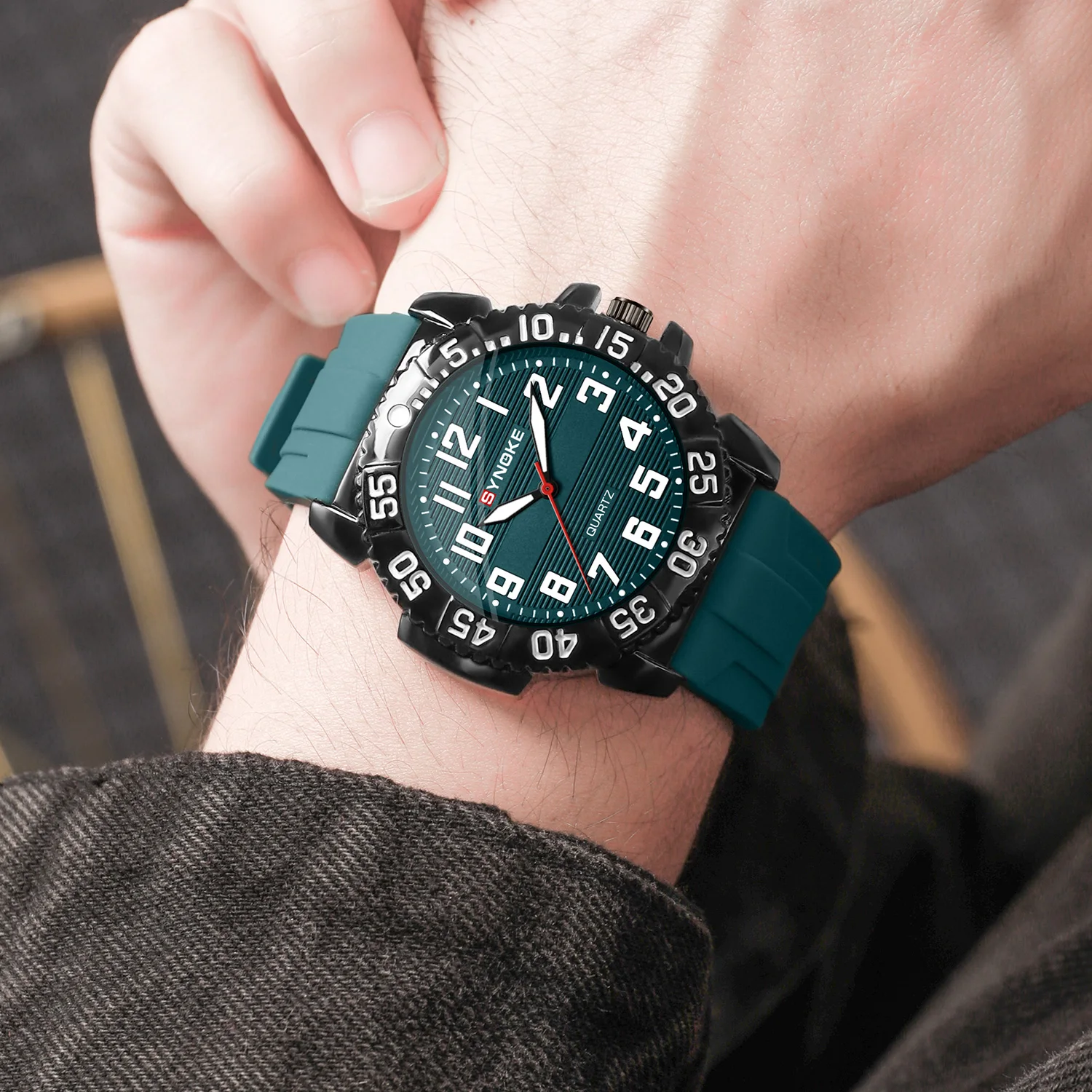 남성용 스포츠 방수 손목시계,SYNOKE 6175
