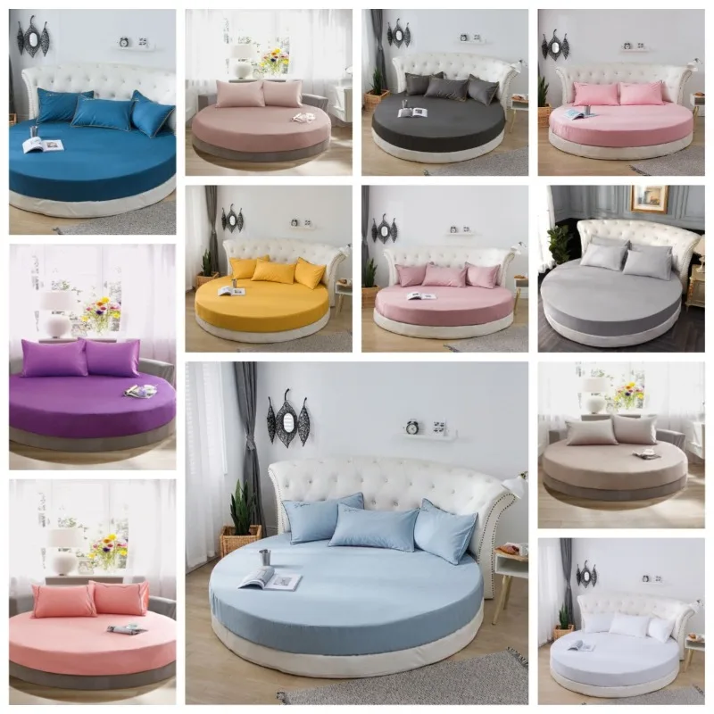 100% Cotton Hotel Round Bedding Fitted Bed sheet with Elastic band romantic Themed Hotel Round Mattress Cover  200cm-220cm
