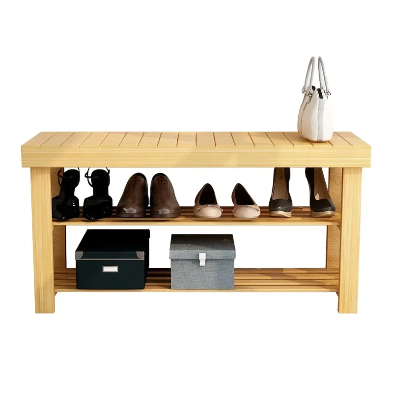 

Bamboo Stool Shoe Rack, Wood Shoe Hanger, Bench Organizer, Entryway Storage Shoes Cabinet