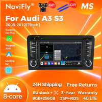 NaviFly Car Stereo/FM Android 14 OS For Audi A3 S3 8P 2003-2012 RS3 Multimedia GPS Navigation CarPlay & Auto QLED Camera Display