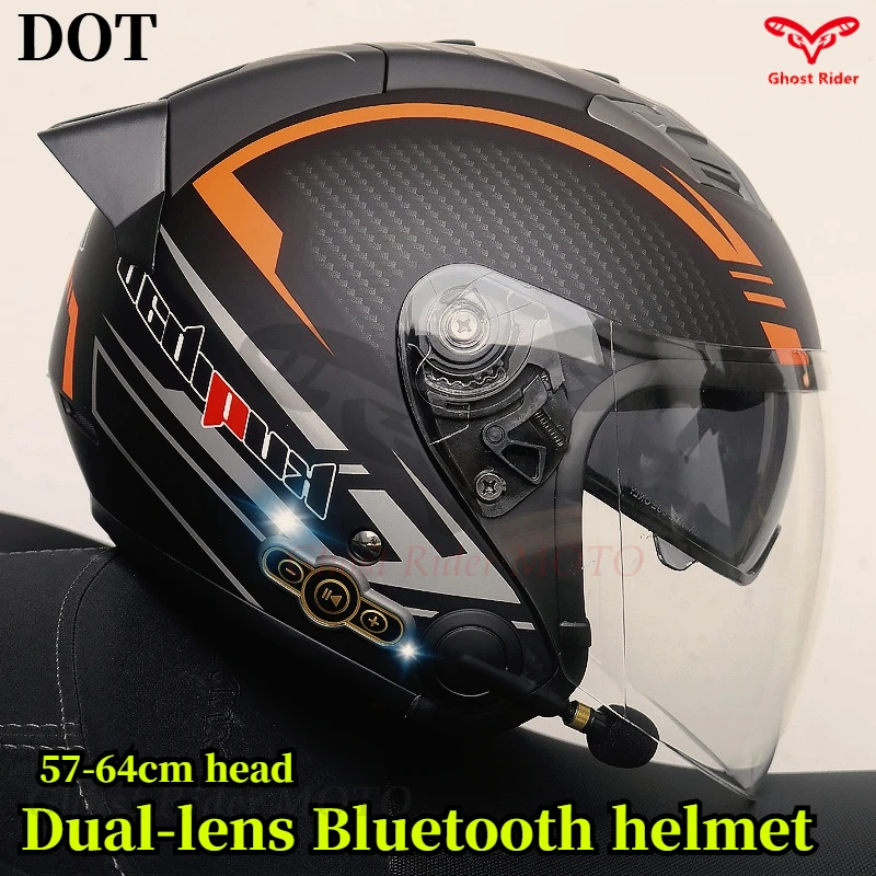 

Smart Bluetooth helmet universal electric motorcycle sunscreen 4 season half helmet double lens with Bluetooth helmet motorcycle
