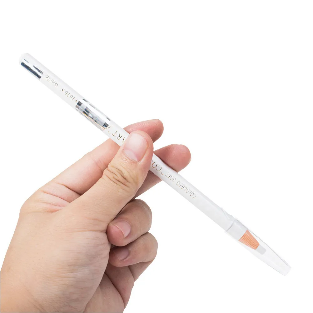 2 Matite Eyeliner Bianche Impermeabili per Sopracciglia e Occhi, Lunga Durata, con Evidenziatore, in Confezione di Legno