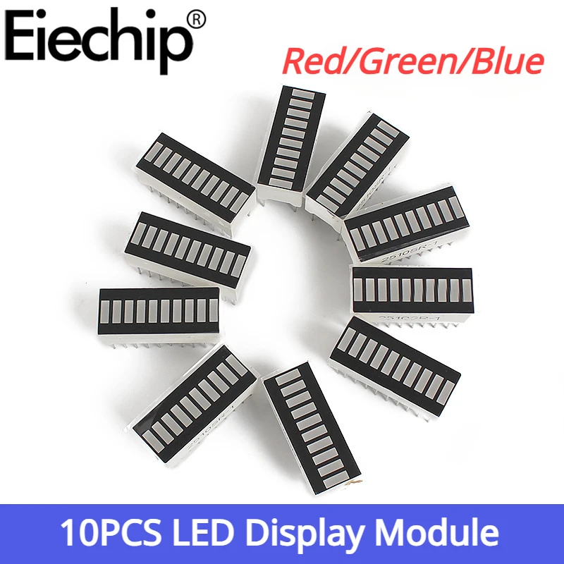 10PCS LED Display Module 10 Segment Bar Graph Ultra Bright Red Green Blue Yellow-green Colors Multi-color Bar-Graph Modules