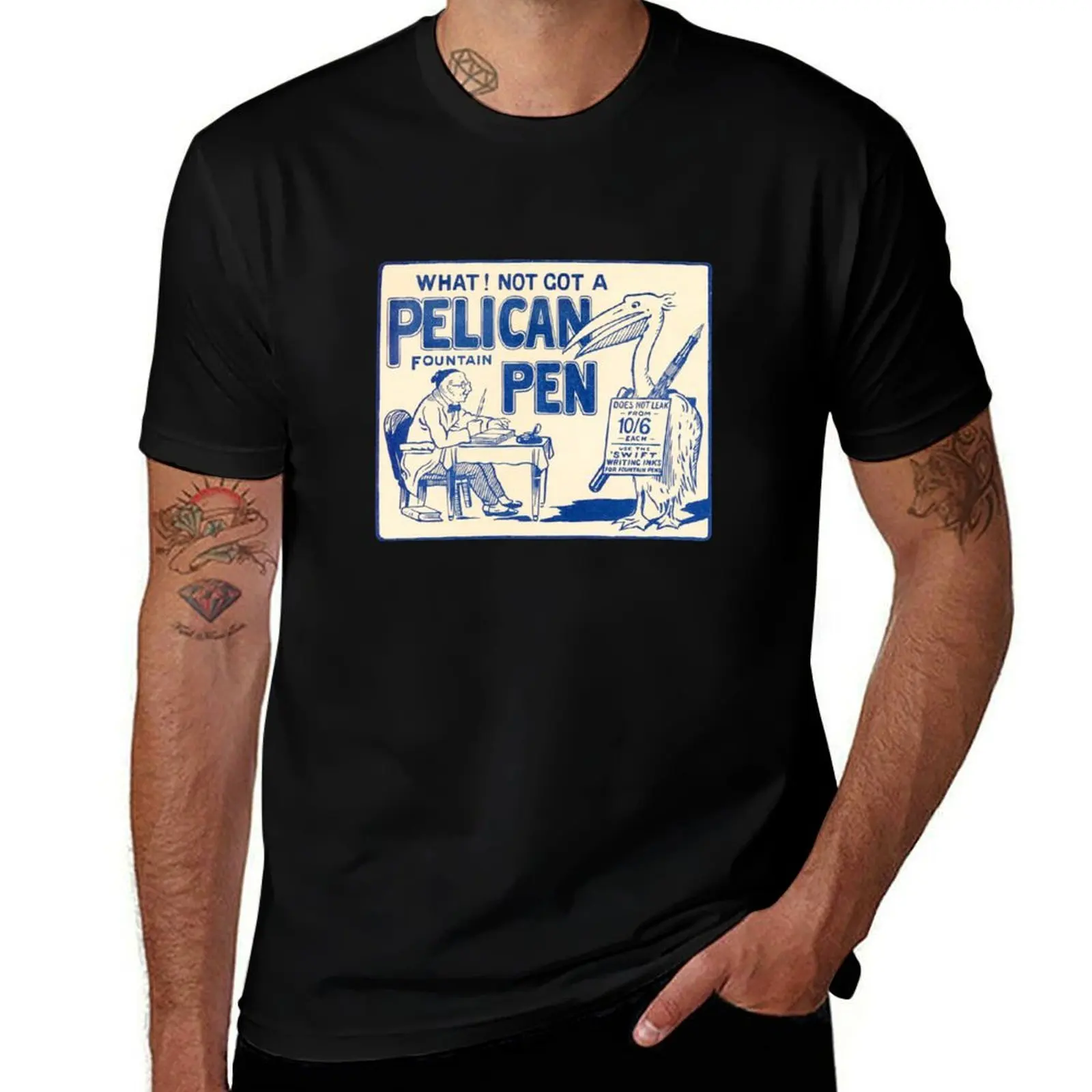 Camiseta Pelican Fountain Pen, camisetas de algodón para hombre, camisetas 100% para hombre, paquete de camisetas blancas con estampados, camiseta