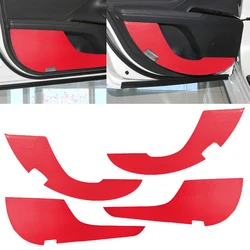 4Pcs/set Red Carbon Fiber Grain Car Inner Door Panel Anti-Kick Covers Trims Stickers Fit For Toyota Camry 2018 2019 2020 2021