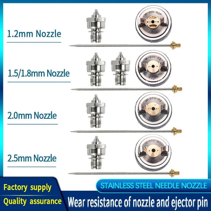 WA200 Spray Gun Kit Nozzle Needle Air Cap Set WA-200 Pneumatic Tools Parts Component Accessory