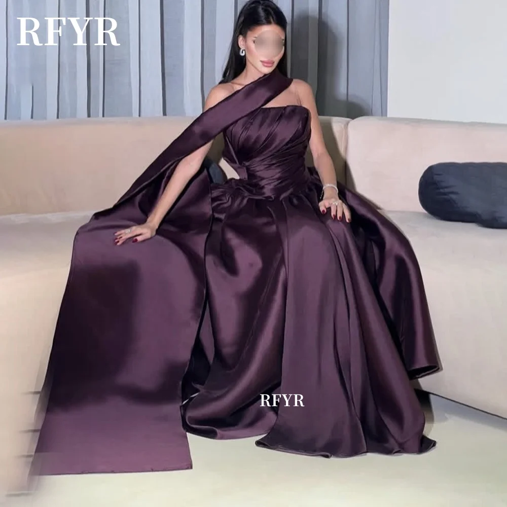 

Вечернее платье RFYR A Line с одним плечом, плиссированное, из атласа, макси, для торжественных мероприятий, на заказ