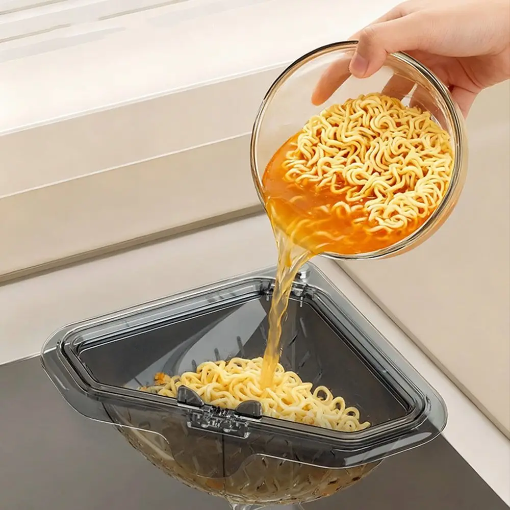 Filtro de escurridor de fregadero antifugas separado, filtro de fregadero de cocina triangular rápido, soporte magnético para insignia