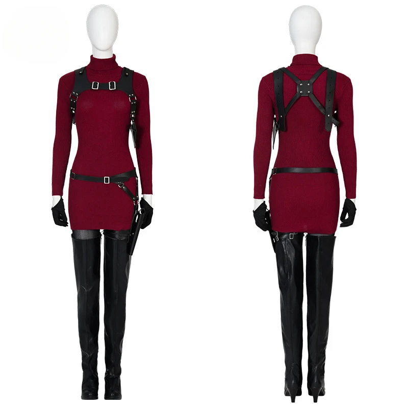 Game Resident 4 Cosplay Ada Wong Cosplay Costume Women Evil Red Sweater Dress High Quality Halloween Costumes for Women Custom