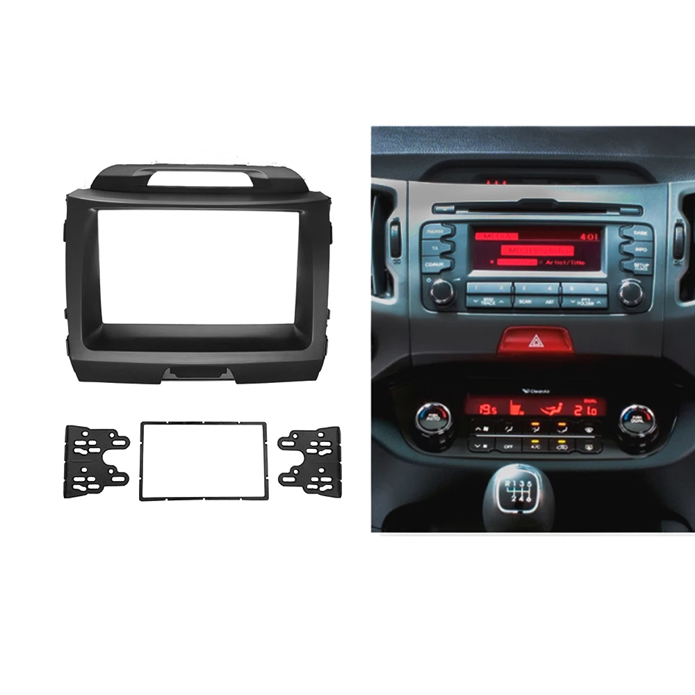 Double Din Radio Fascia for Kia Sportage 2010+ Stereo Dash Kit Installation Trim Facia Face Plate Panel DVD Frame