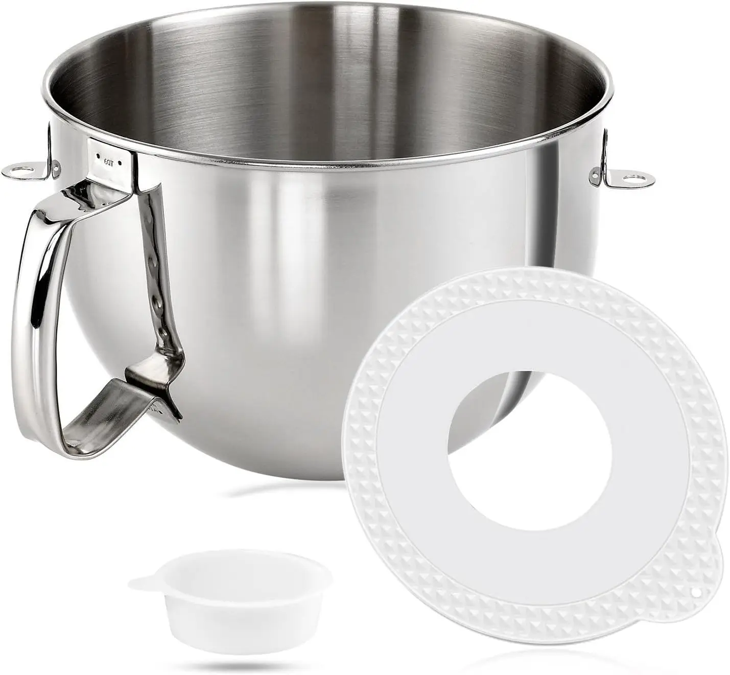 Tazón para Batidora de Pedestal KN2B6PEH de 6QT, Tapa, Compatible con la Batidora Kitchenaid Professional 600, Acero Inoxidable Pulido
