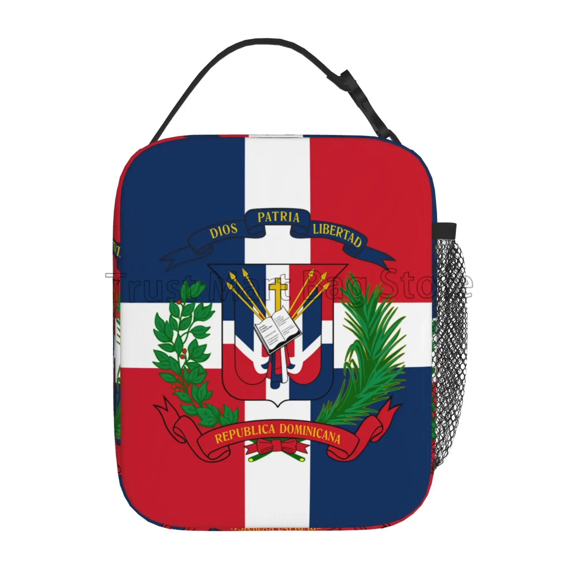 Dominican Republic Flag Insulated Lunch Box Waterproof Bento Tote Bag Portable Reusable Thermal Lunch Box for Travel Work Picnic