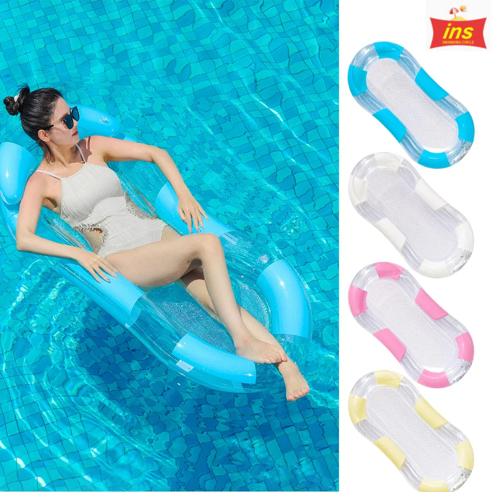 

Inflatable Pool Float Mat, Giant Adult Size with Headrest, Lake Raft Water Lounger, Multi-Purpose for Pool Party, Beach, Outdoor