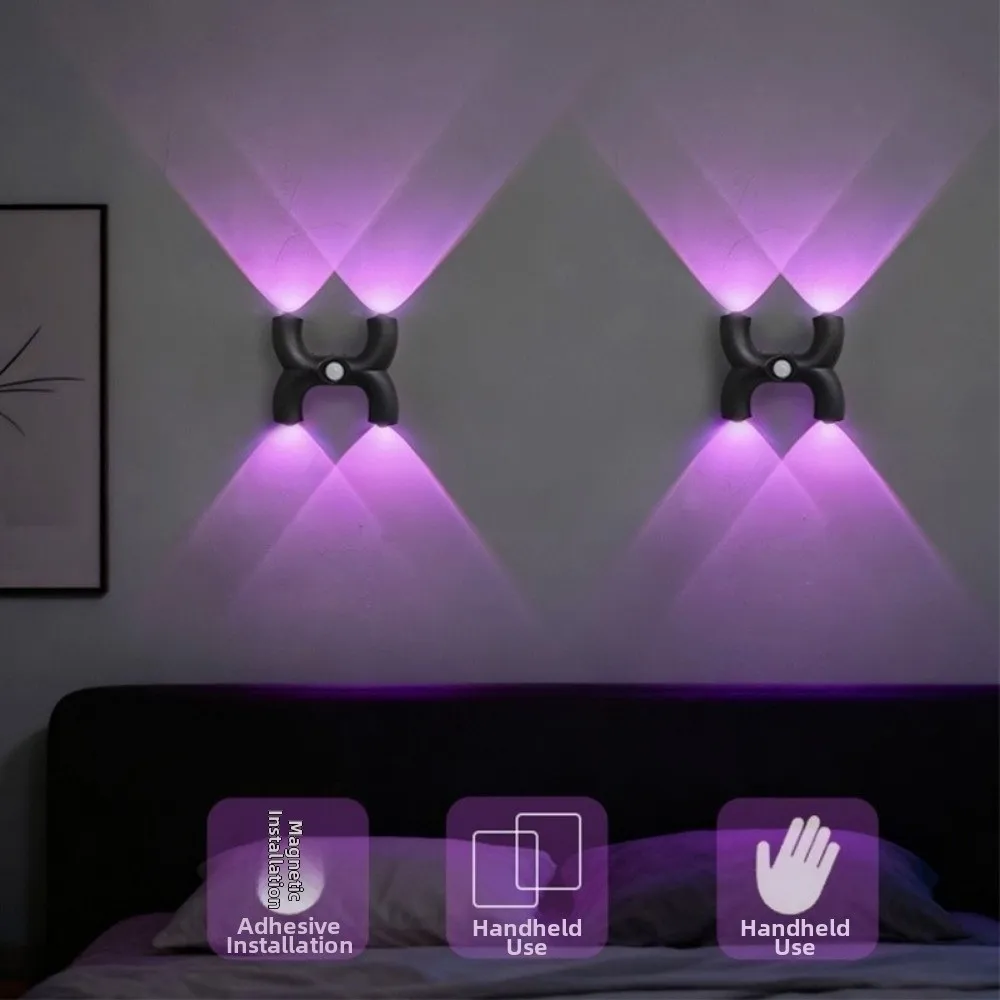 Tri Color Light/RGB Motion Sensor Night Light Smart Sensing USB Charging Rechargeable Wall Light No Drilling Required