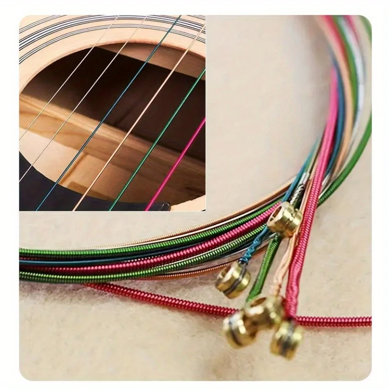 Senar Gitar Akustik Senar Gitar Akustik Satu Set Senar Lengkap Senar Tembaga Warna-warni Set Senar