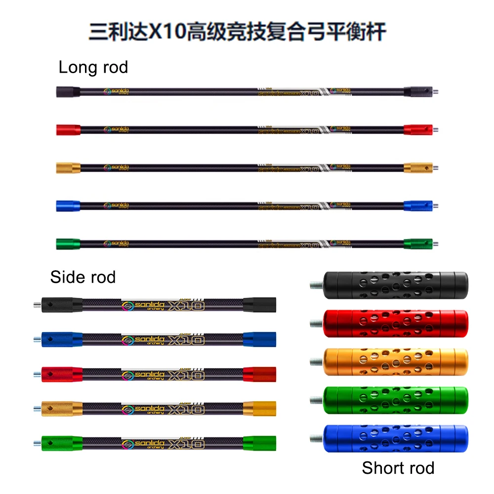 

Sanlida Archery X10 Stabilizer 5/12/15/28/30/33 inch Carbon Carbon Rod 14.5mm/for compound Bow Target Archery Bow Accessorie