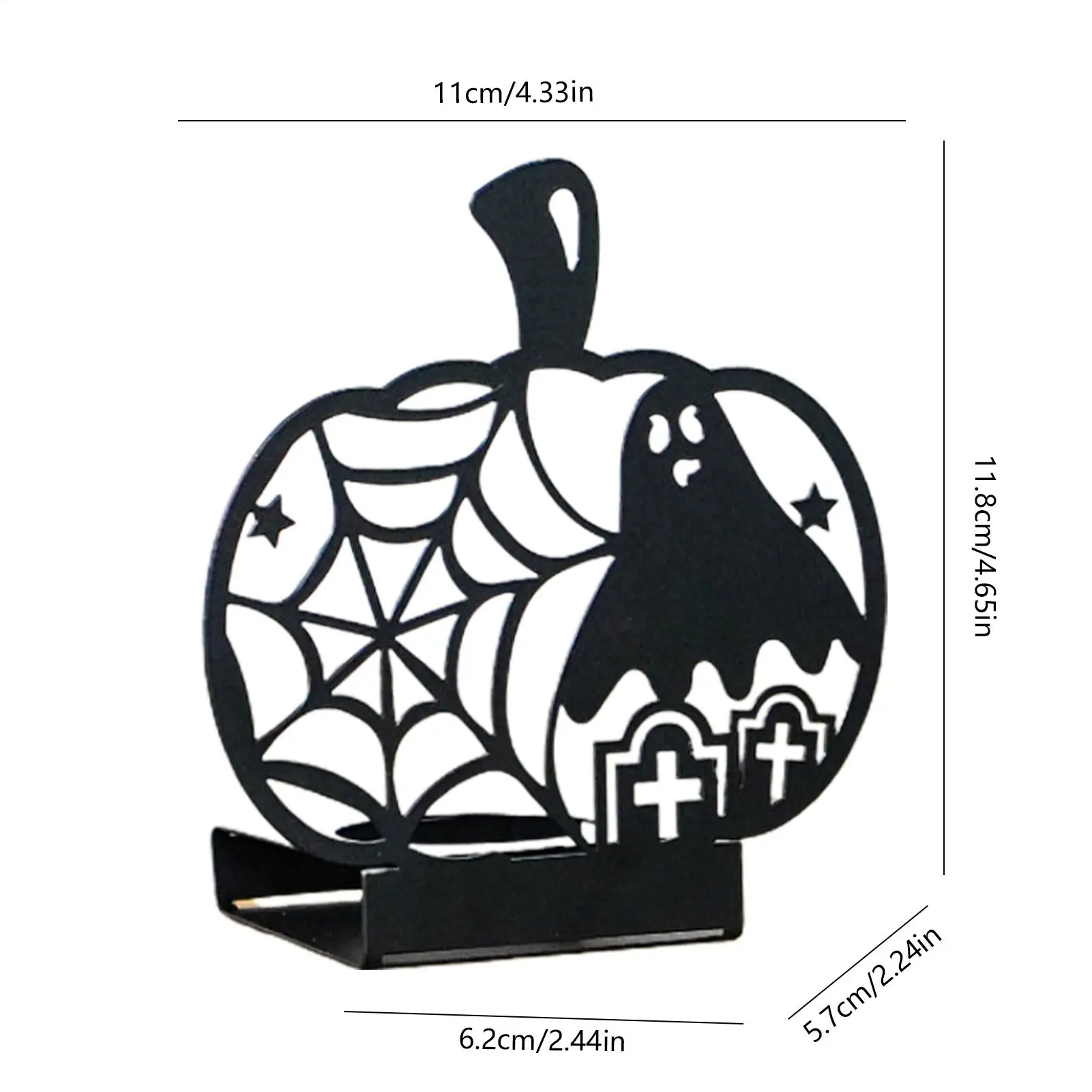 Black Halloween Candle Holders Creepy Hollow Out Silhouette Candle Holder Halloween Table Decoration Metal Pumpkin Shape