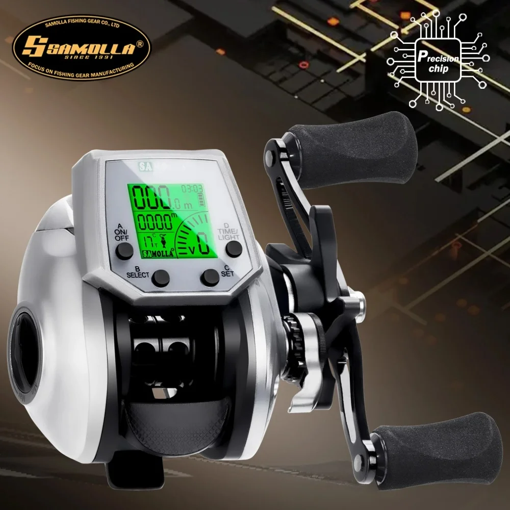 

Умная цифровая катушка для приманки, ЖК-дисплей, температура и время, перезаряжаемая через USB, передаточное число 7,2:1, L/R, ручная морская плот, лодка для рыбалки