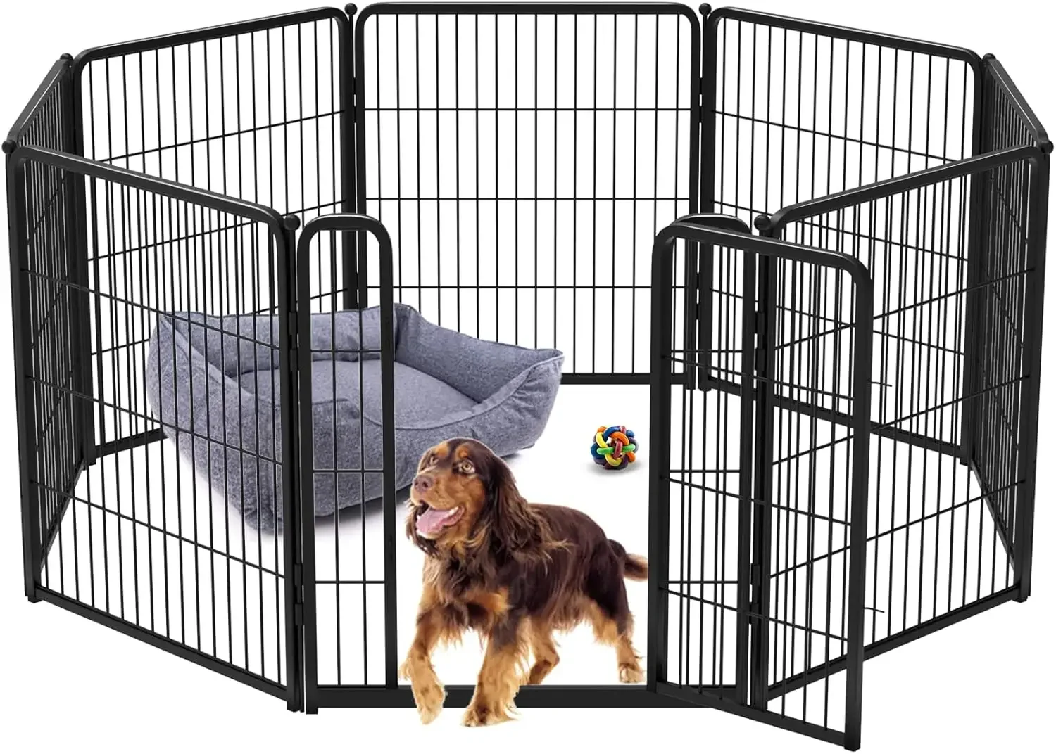 Homeplus Indoor Dog Playpen - Stress-Free and Safe Play, 32 Inch 8 Panels for Small and Medium Dogs, Black│Patented