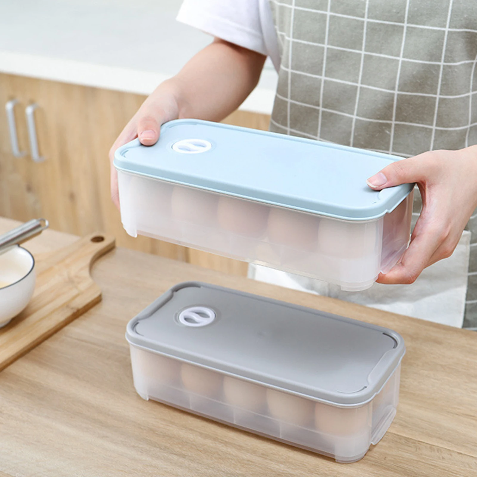 

Egg Storage Box 10 Grids Stackable Date Recording Fresh Keeping Tray Hanging Fridge PP Material Thick Water Draining Kitchenware