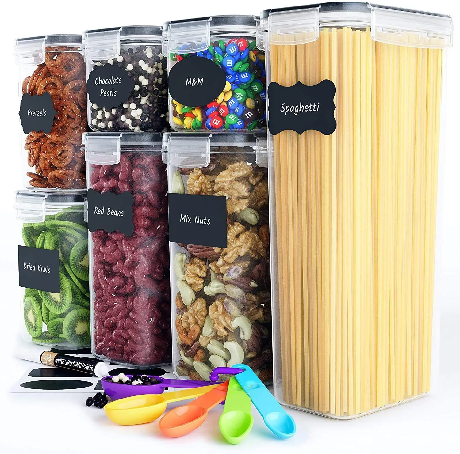 

Plastic Food Storage Containers Kitchen Boxs Canister Set with Lid Refrigerator Transparent Sealed Can Cereal Bulk Jar Organizer