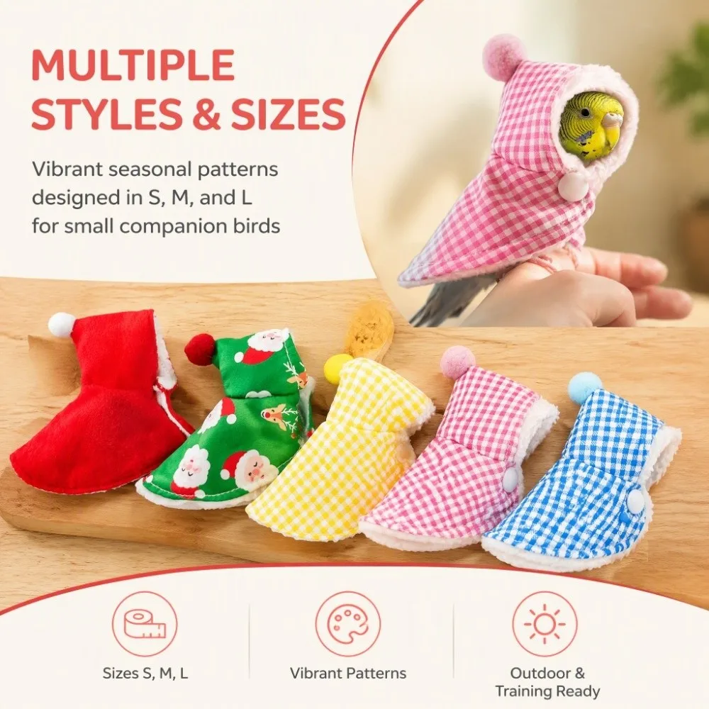 Cartoon Pattern Santa Claus Parrot Coat Warm Windproof Bird Cape Snap Fastening Thickened Bird Flight Suit Cold Weather Gear