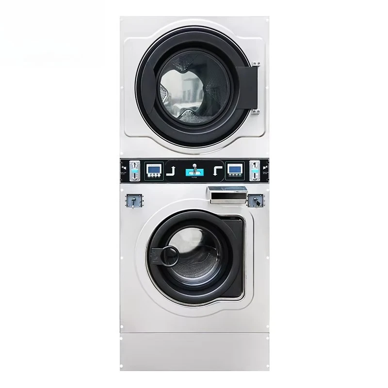 Commercial Washing Machine Laundry Equipment Self-service Landromat Hotel Stack Washer Dryer Coin Operated