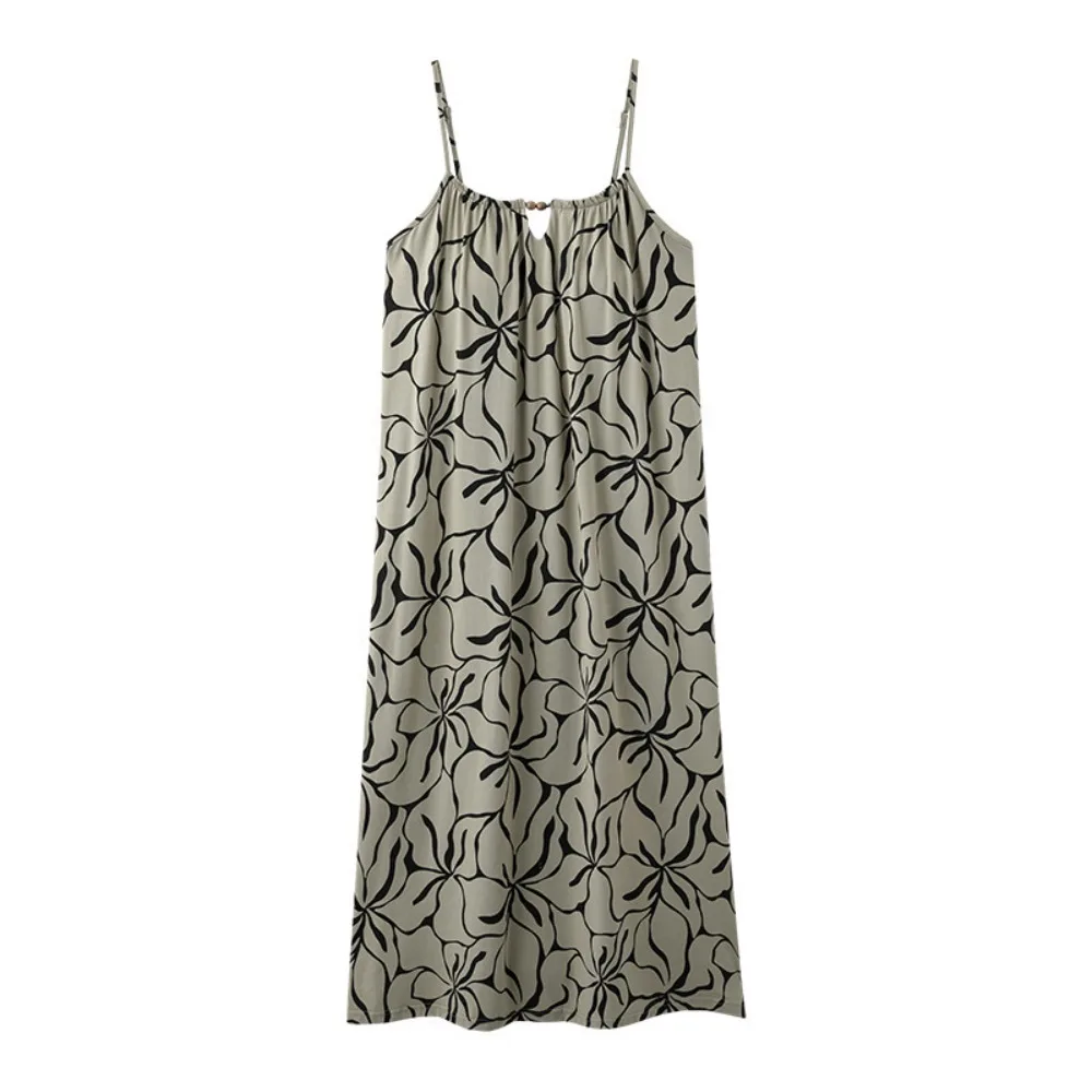 

Elegant Modal Women's Pajama Dress Ruffle Flower Suspender Nightdress Sleeveless Sleepwear Sling Nightgown with Pads Summer