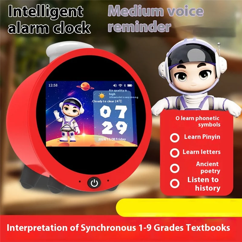 Y43A-Wifi-Enabled AI Sound Alarm Clock, Fun Brain Clock With LCD Touch Screen For Desktop