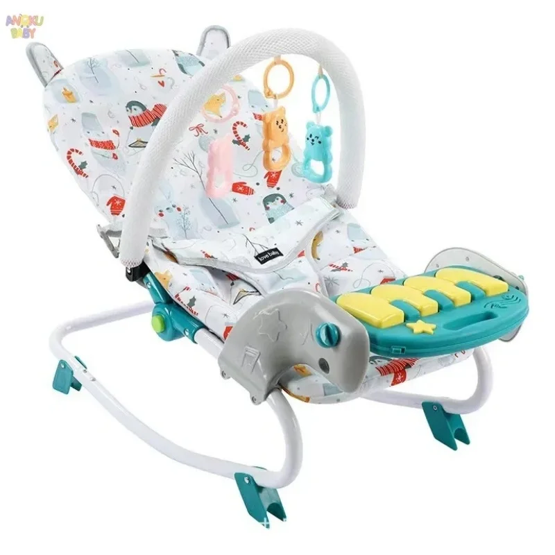 3-fach Höhenverstellbarer Baby-Schaukelstuhl mit Musik für 0-12 Monate, Multifunktionaler Neugeborenen-Babywipper