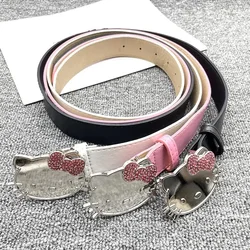 Sanrio Hello Kitty Waist Belt Miniso Anime Cartoon Cute Rhinestone Inlay  Belt Fashion Jeans Belt Accessories Charm Holiday Gift