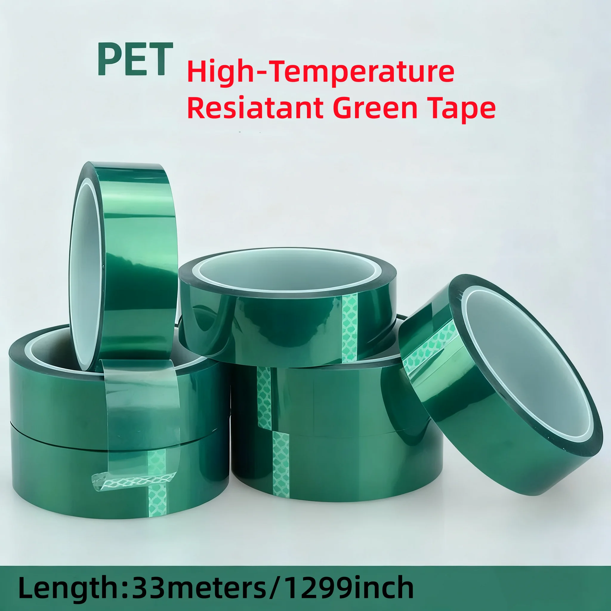 Image of Grünes Hi-Temp-Abdeckband aus Polyester, PET-Klebeband mit Silikonkleber, ideal zum Malen, Pulverbeschichtung, Leiterplatten