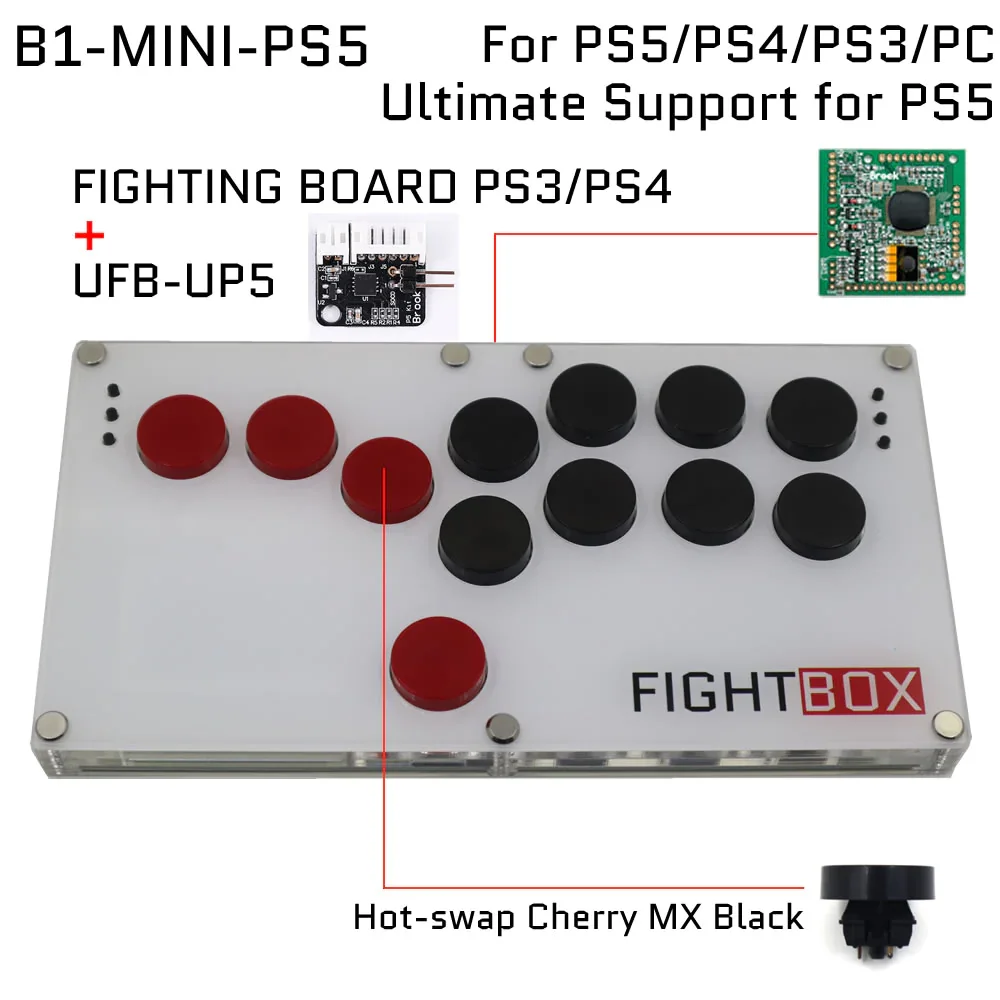 

B1-MINI All Buttons Fightbox Stick Fighting Arcade Game Joystick Hitbox Controller All Button Mini Game Console For PC/PS4/PS5