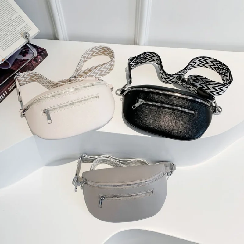 

Soft leather women's fashionable casual waist bag saddle bag fashionable chest bag shoulder crossbody bag travel bag